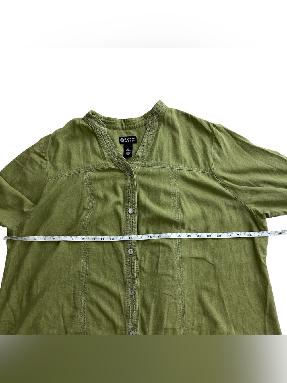 Maggie Barnes Women’s Green Linen Blend Casual Button Down Shirt Size 3X - Picture 5 of 6